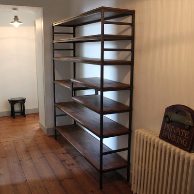 Bibliothèque chêne massif et métal | Style industriel