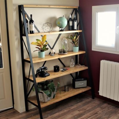 Etagère eiffel bois/métal Béarn Métal Design
