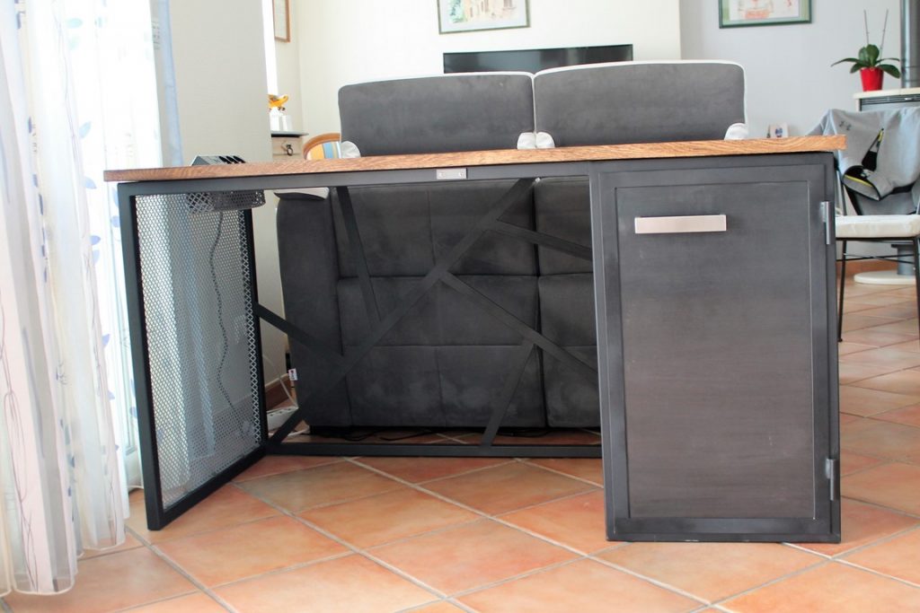 Bureau industriel bois/métal par Béarn Métal Design