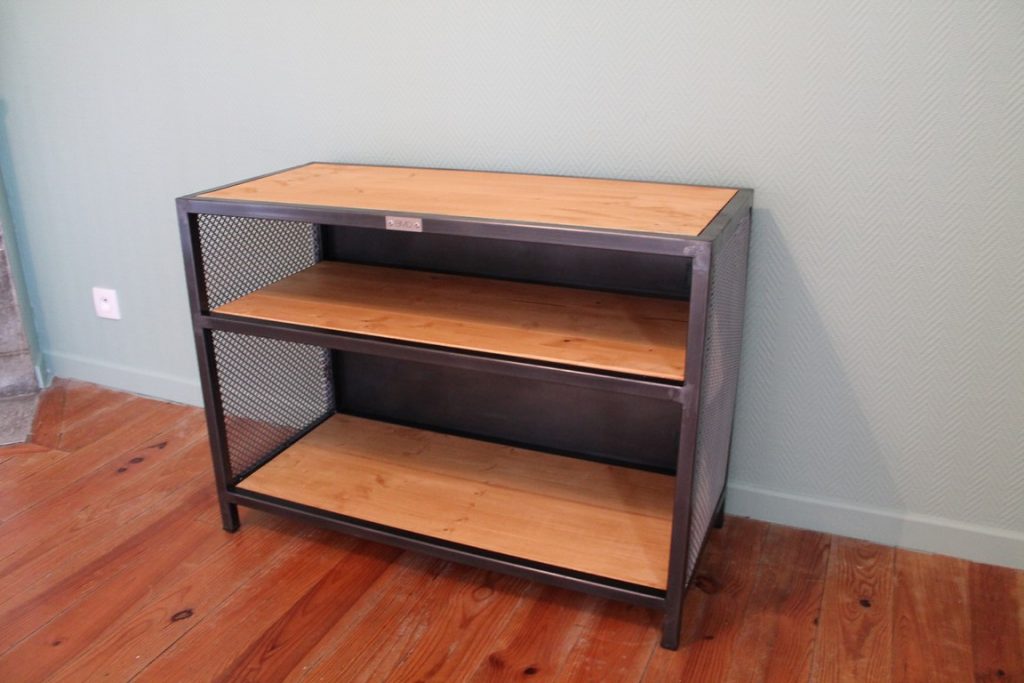 Meuble de télévision bois/métal 1m Béarn Métal Design