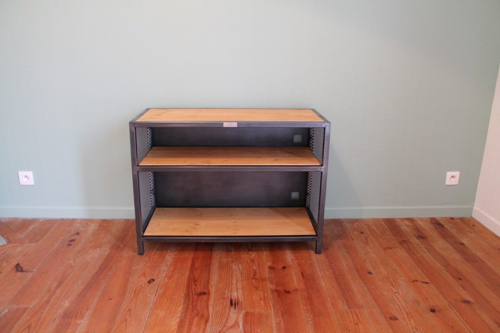 Meuble de télévision bois/métal 1m Béarn Métal Design