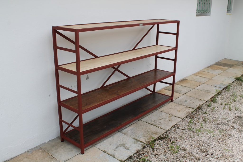Bibliothèque bois/métal 4 niveaux par Béarn Métal Design