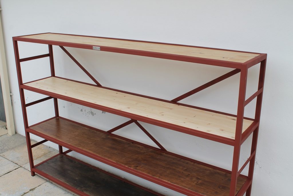 Bibliothèque bois/métal 4 niveaux par Béarn Métal Design