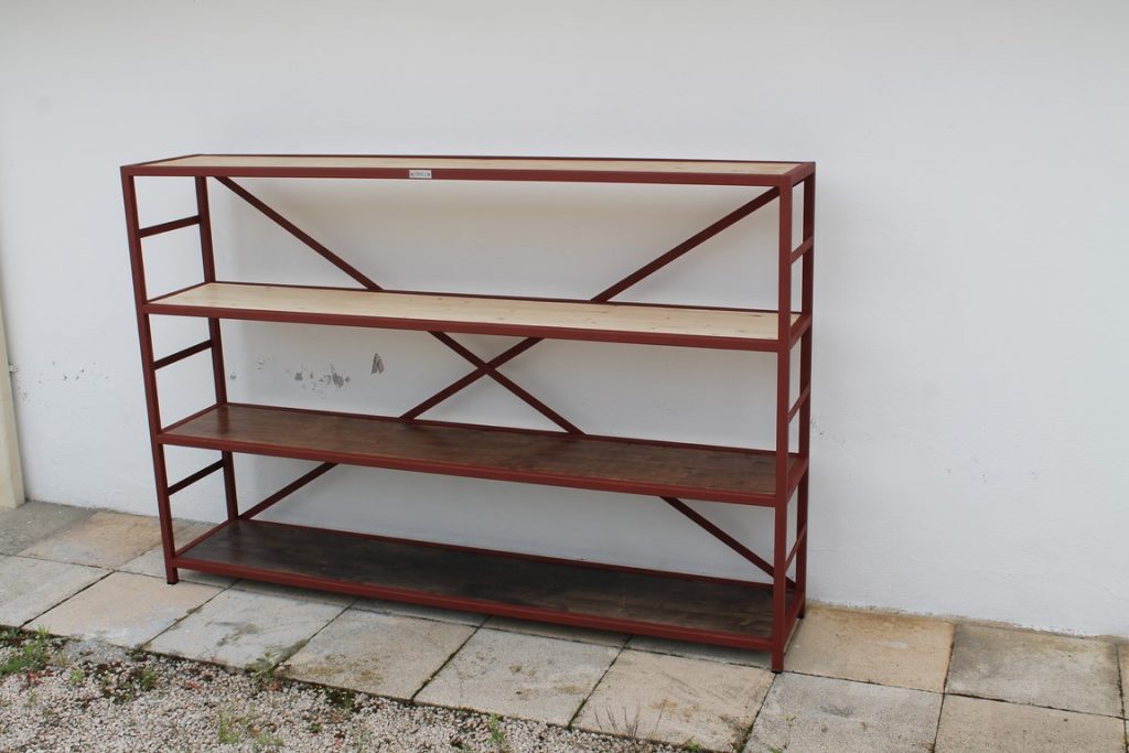 Bibliothèque bois/métal 4 niveaux par Béarn Métal Design
