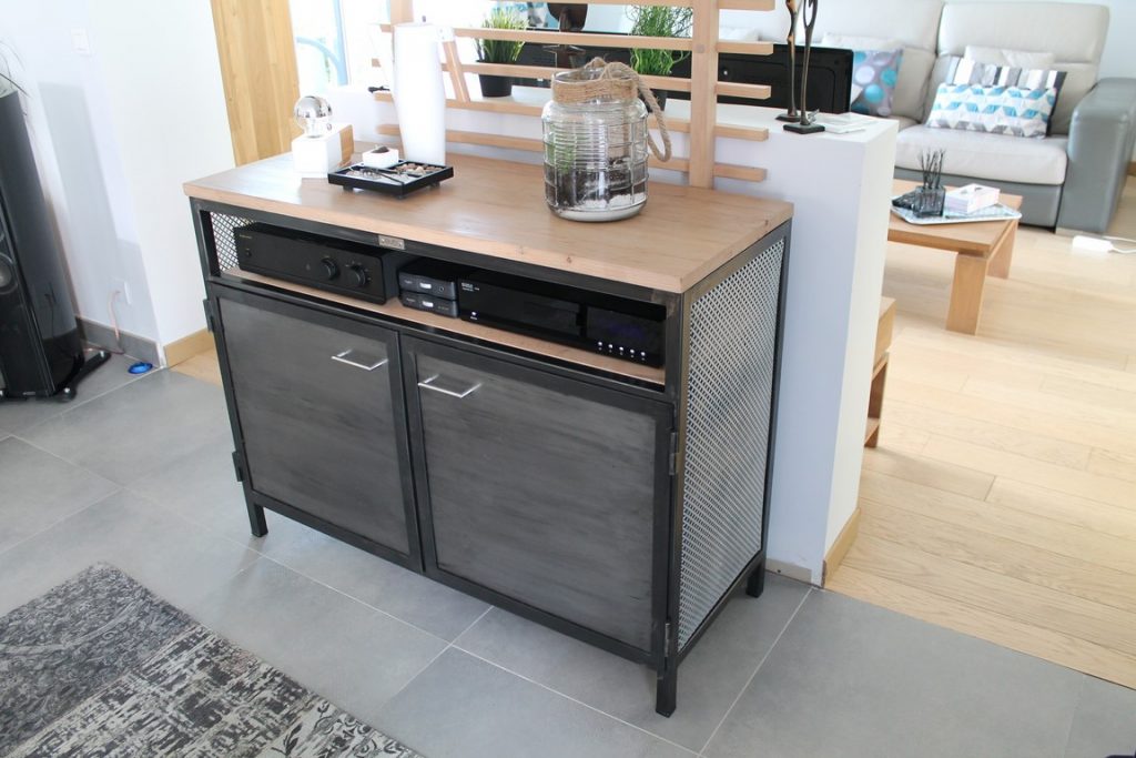 Buffet bois/métal effet brossé 2 portes Béarn Métal Design