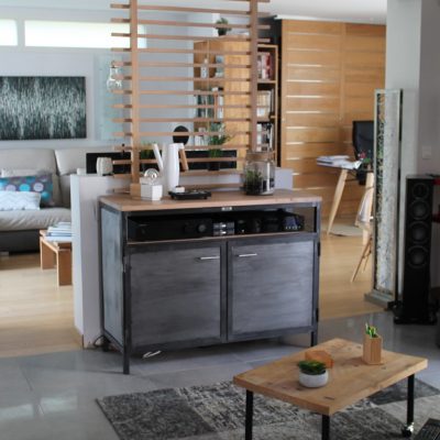 Buffet bois/métal effet brossé 2 portes Béarn Métal Design