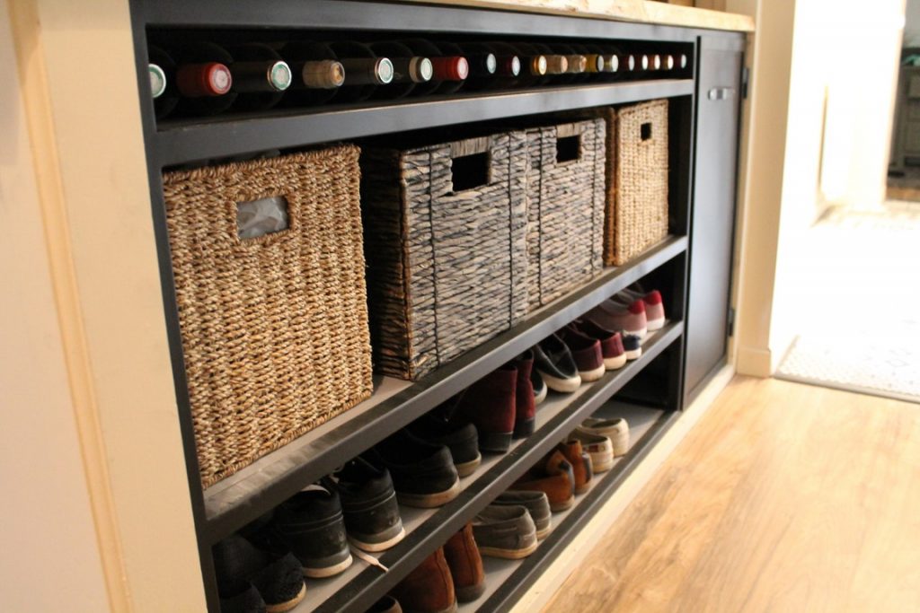 Meuble d'entrée bois/métal rangement chaussures Béarn Métal Design
