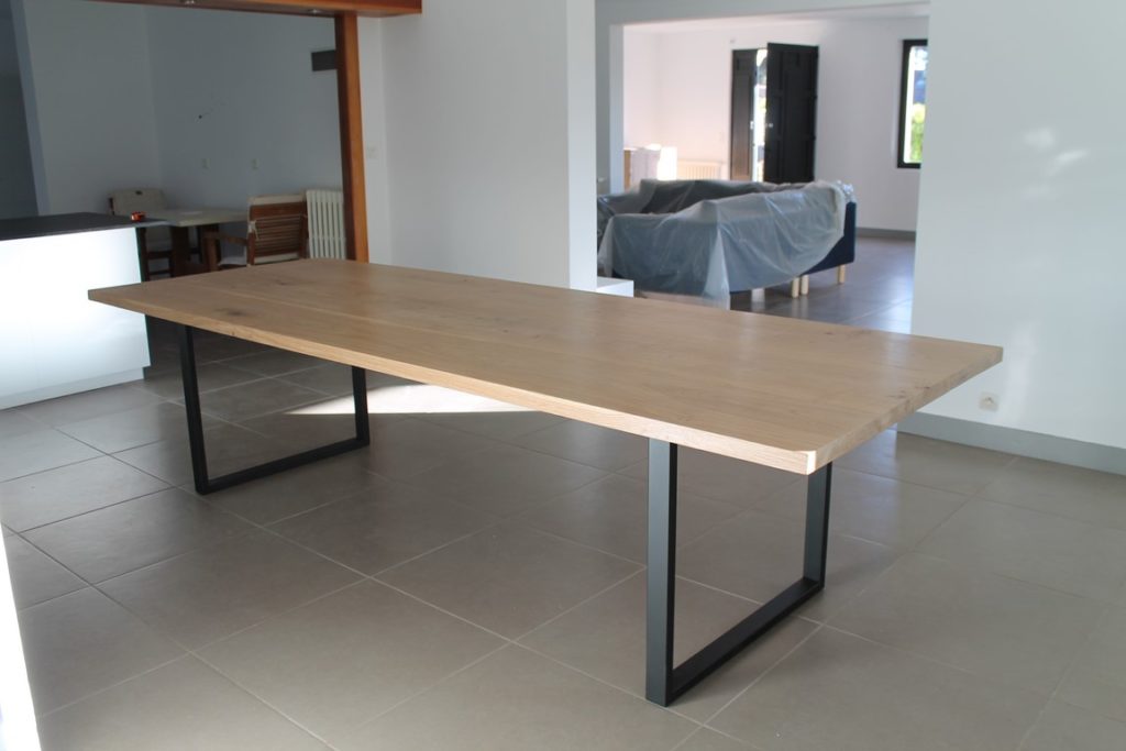Table à manger bois/métal chêne clair Béarn Métal Design