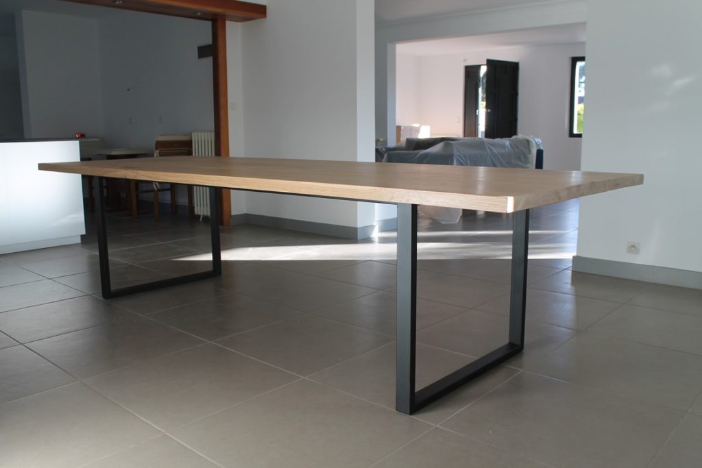 Table à manger bois/métal chêne clair Béarn Métal Design