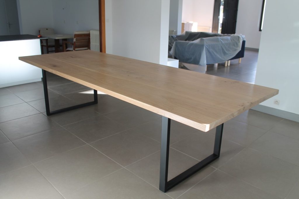Table à manger bois/métal chêne clair Béarn Métal Design