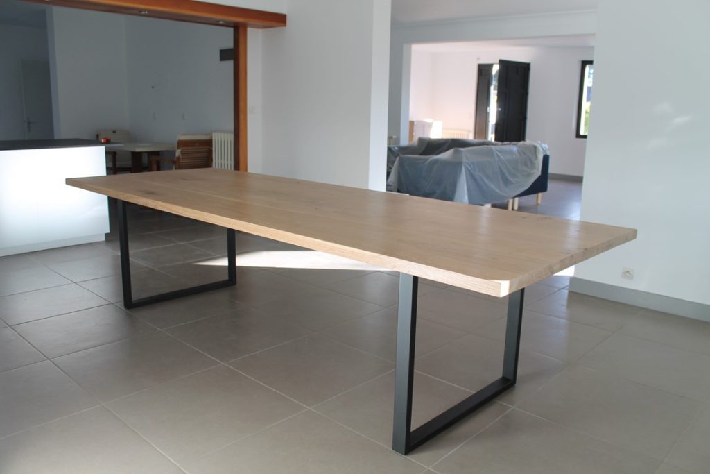 Table à manger bois/métal chêne clair Béarn Métal Design