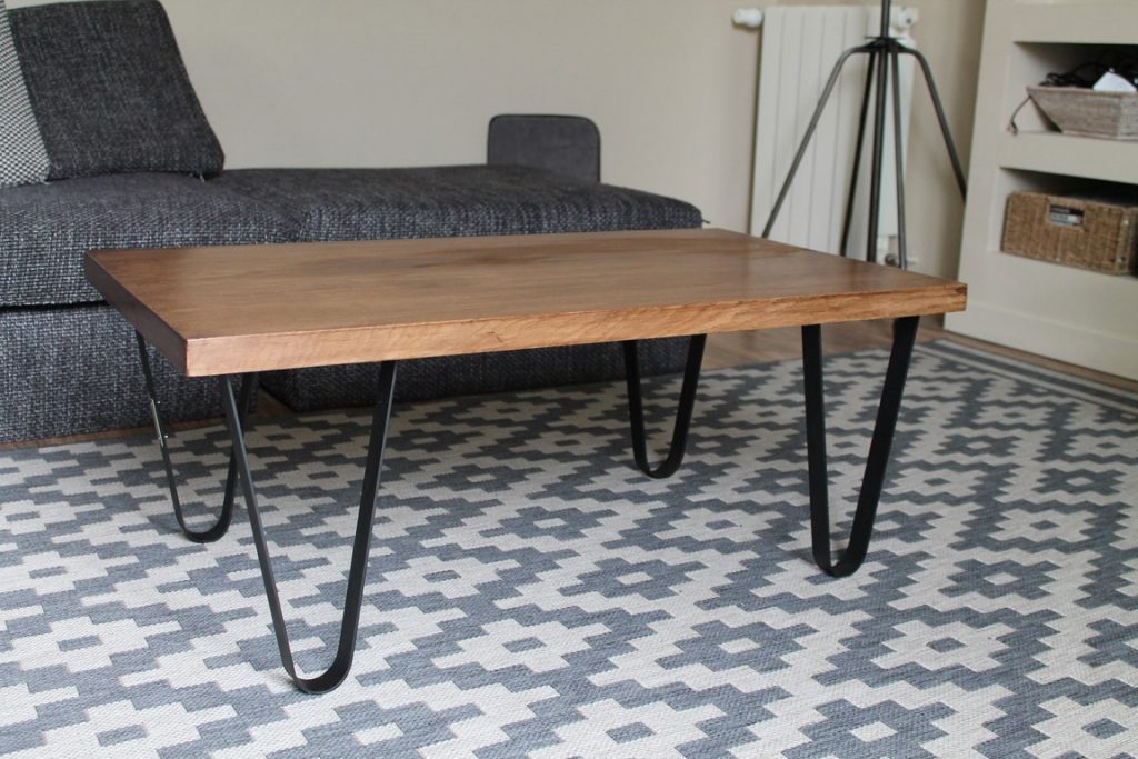 Table basse bois/métal piètement en V Béarn Métal Design