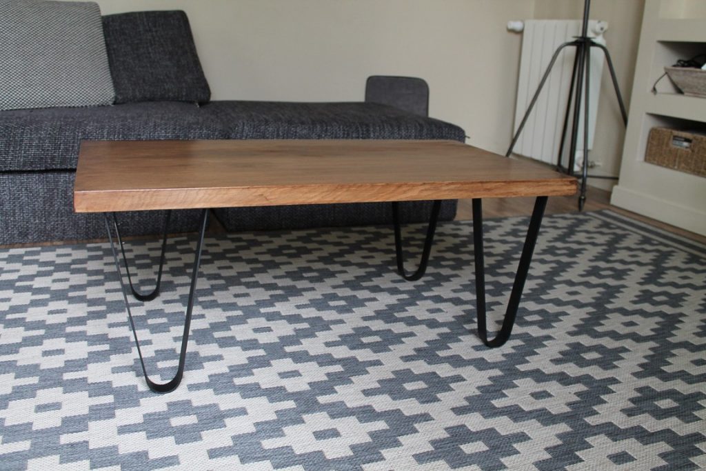 Table basse bois/métal piètement en V Béarn Métal Design