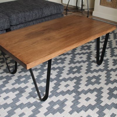 Table basse bois/métal piètement en V Béarn Métal Design