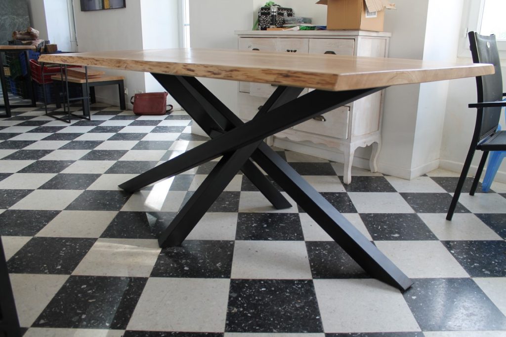 Table bois/métal pied mikado Béarn Métal Design
