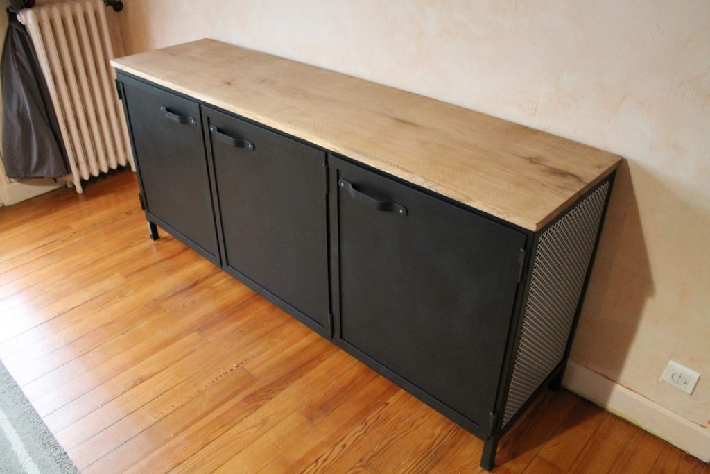 Buffet bois/métal 3 portes avec poignées Béarn Métal Design