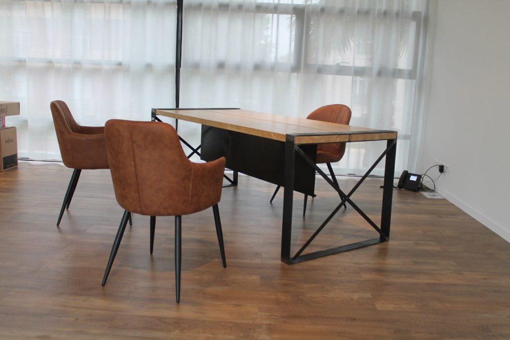 Table bureau bois/métal, finition moderne Béarn Métal Design