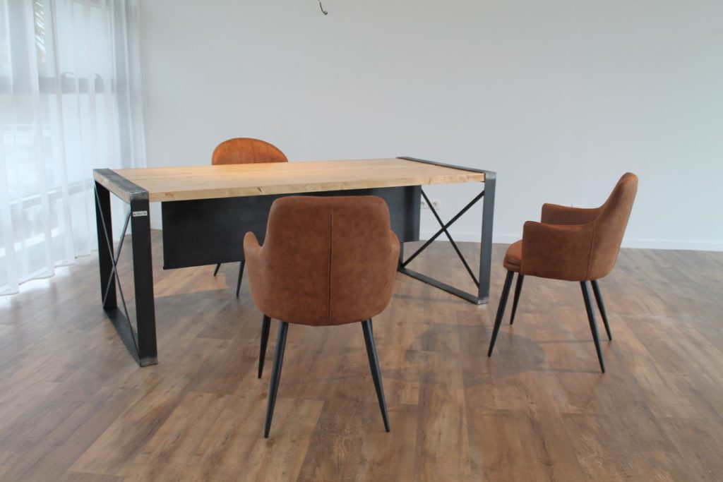 Table bureau bois/métal, finition moderne Béarn Métal Design