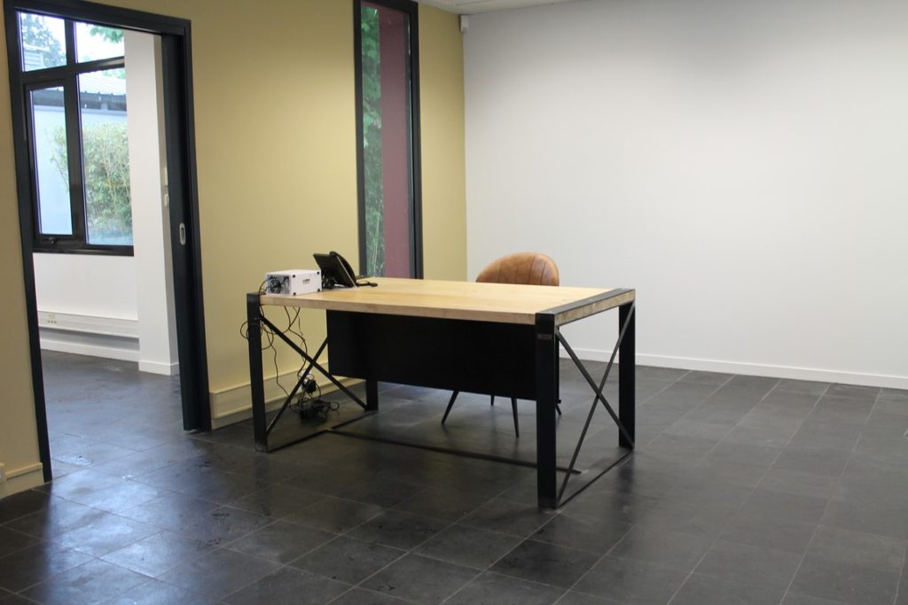 Table bureau bois/métal, finition moderne Béarn Métal Design
