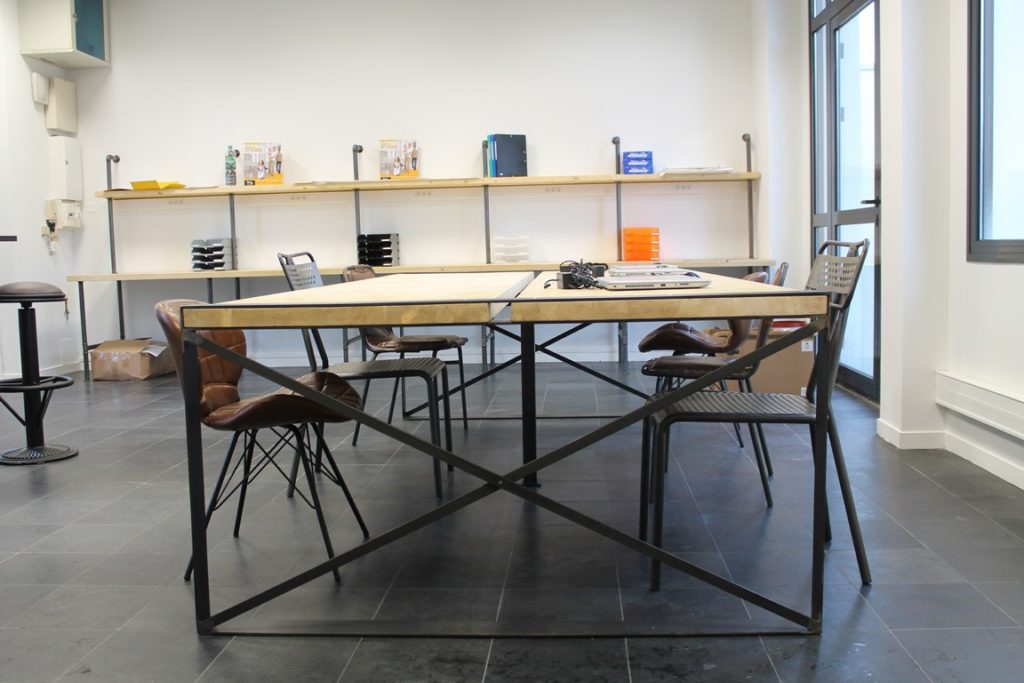 Table bureau bois/métal, finition moderne Béarn Métal Design