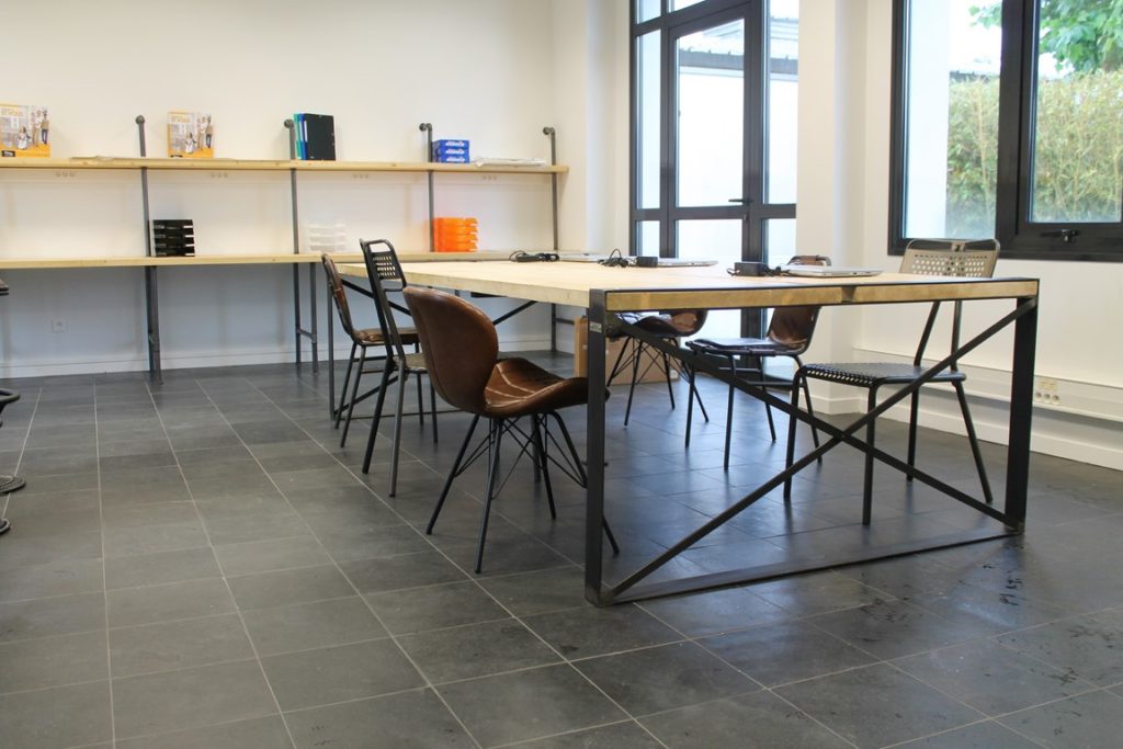 Table bureau bois/métal, finition moderne Béarn Métal Design
