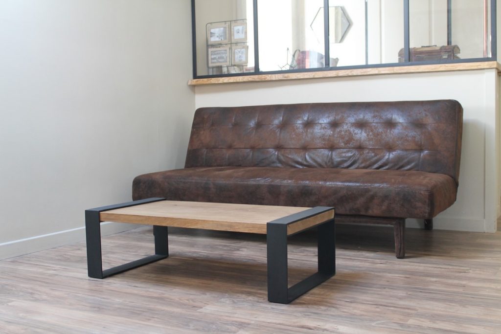 Table basse bois/métal finition moderne Béarn Métal Design