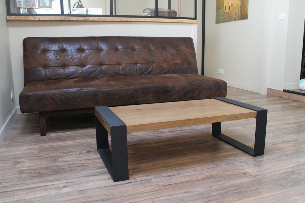 Table basse bois/métal, finition moderne Béarn Métal Design