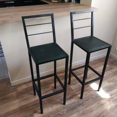 Tabouret bar full métal avec dossier, création sur mesure Béarn Métal Design