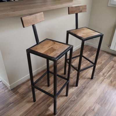 Tabouret bar bois/métal avec dossier Béarn Métal Design