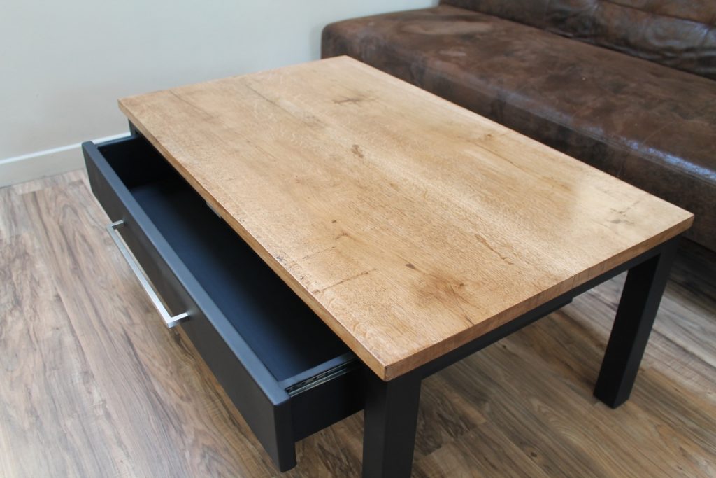 Table basse avec tiroir bois/métal Béarn Métal Design