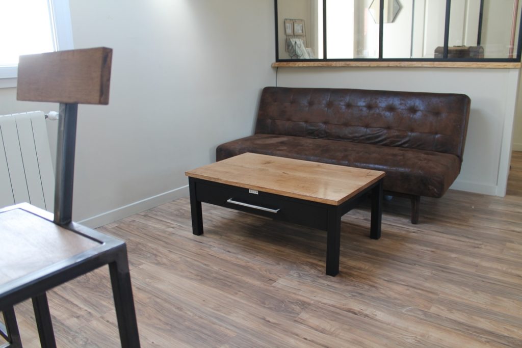 Table basse avec tiroir bois/métal Béarn Métal Design