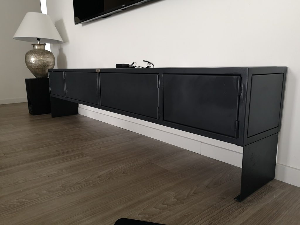 Meuble tv design full métal noir mat Béarn Métal Design