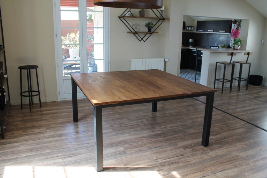 Table à manger bois/métal 4 pieds Béarn Métal Design