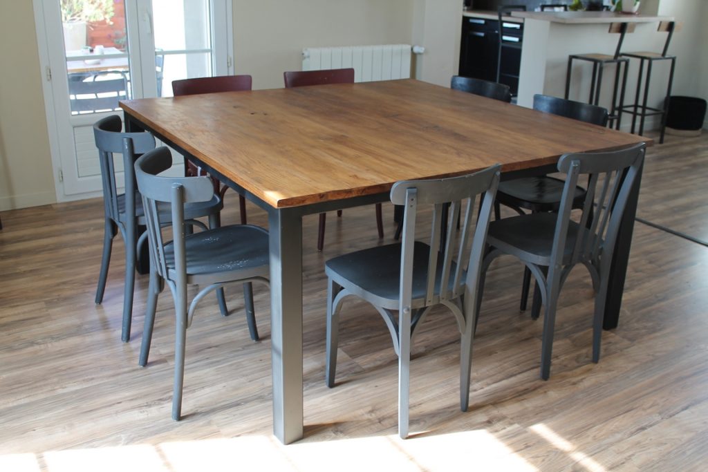 Table à manger bois/métal 4 pieds Béarn Métal Design