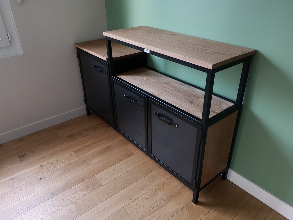 Buffet bois/métal 2 hauteurs, 3 portes Béarn Métal Design