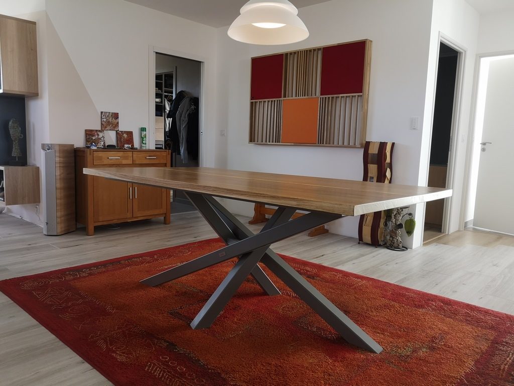 Table à manger bois/métal pied mikado Béarn Métal Design