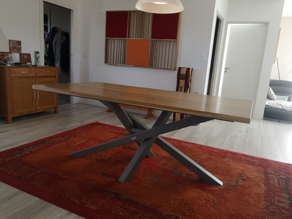Table à manger bois/métal pied mikado Béarn Métal Design