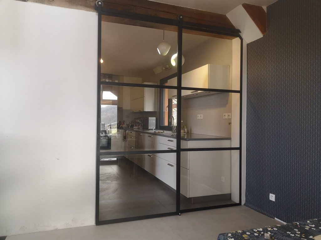 Porte verrière séparation cuisine/salon Béarn Métal Design