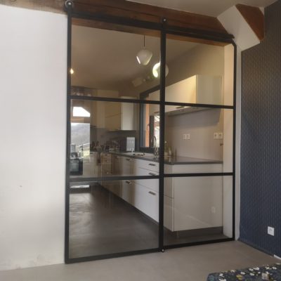 Porte verrière séparation cuisine/salon Béarn Métal Design