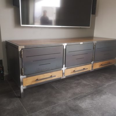 Meuble tv bois/métal industriel Béarn Métal Design
