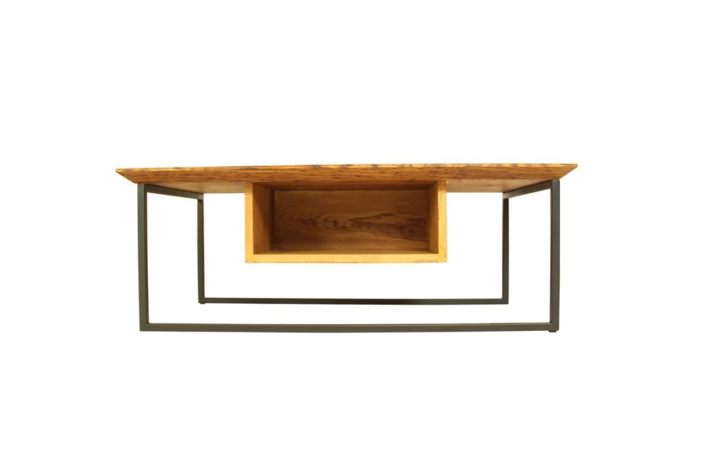 Table basse bois/métal avec rangement par Béarn Métal Design