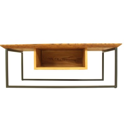 Table basse bois/métal avec rangement par Béarn Métal Design