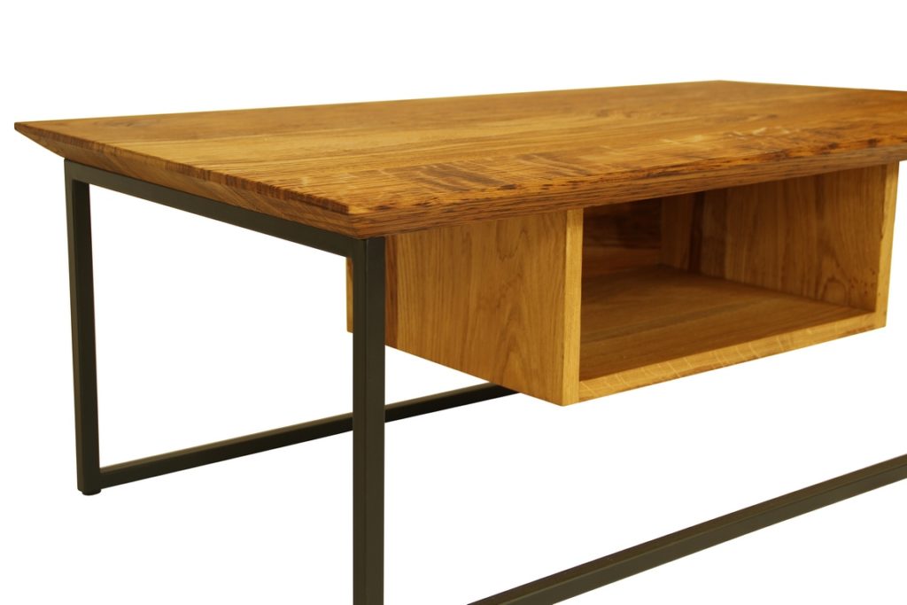 Table basse bois/métal avec rangement par Béarn Métal Design