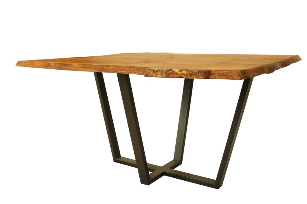 Table à manger plateau brut et pied métal Béarn Métal Design