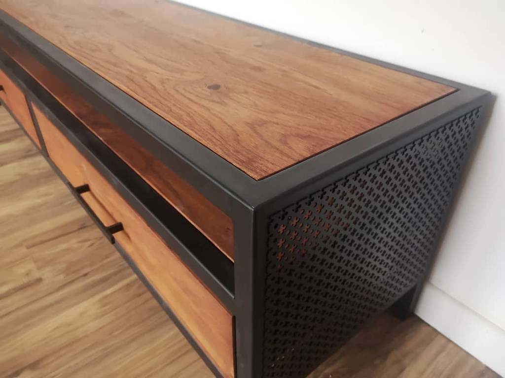 Meuble tv bas bois/métal industriel Béarn Métal Design