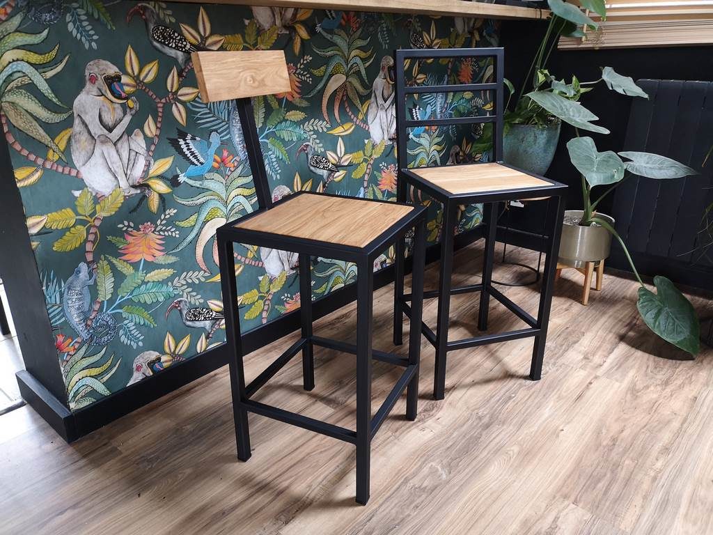 Tabouret de bar bois/métal style industriel par Béarn Métal Design