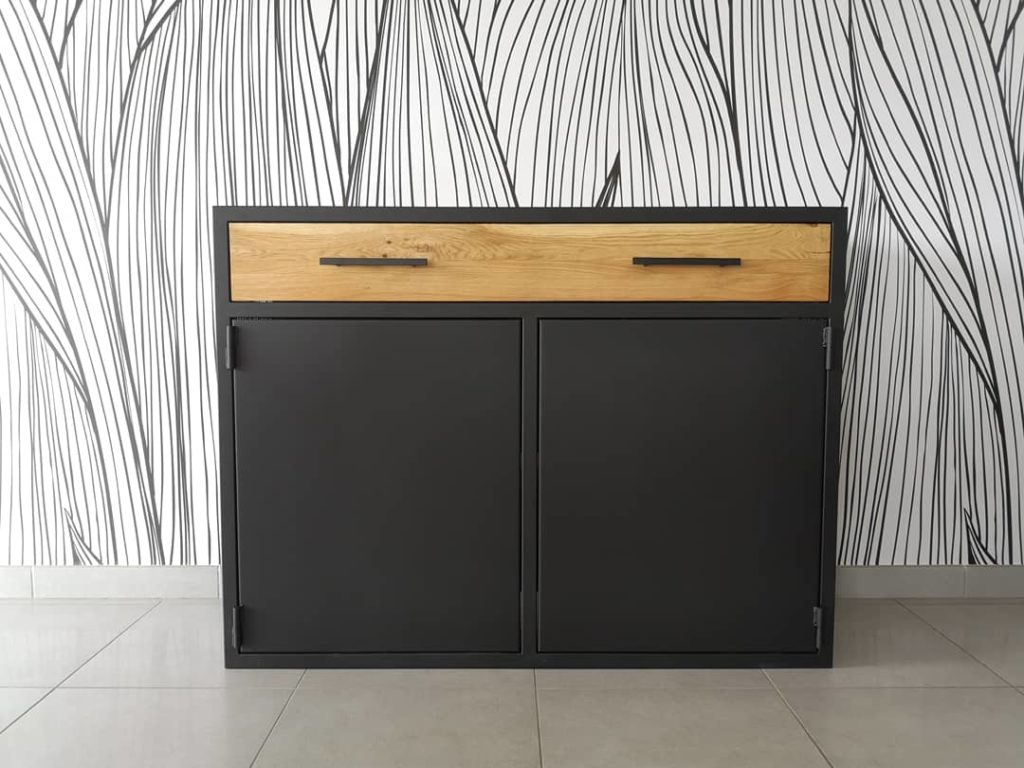 Buffet métal tiroir bois moderne par Béarn Métal Design