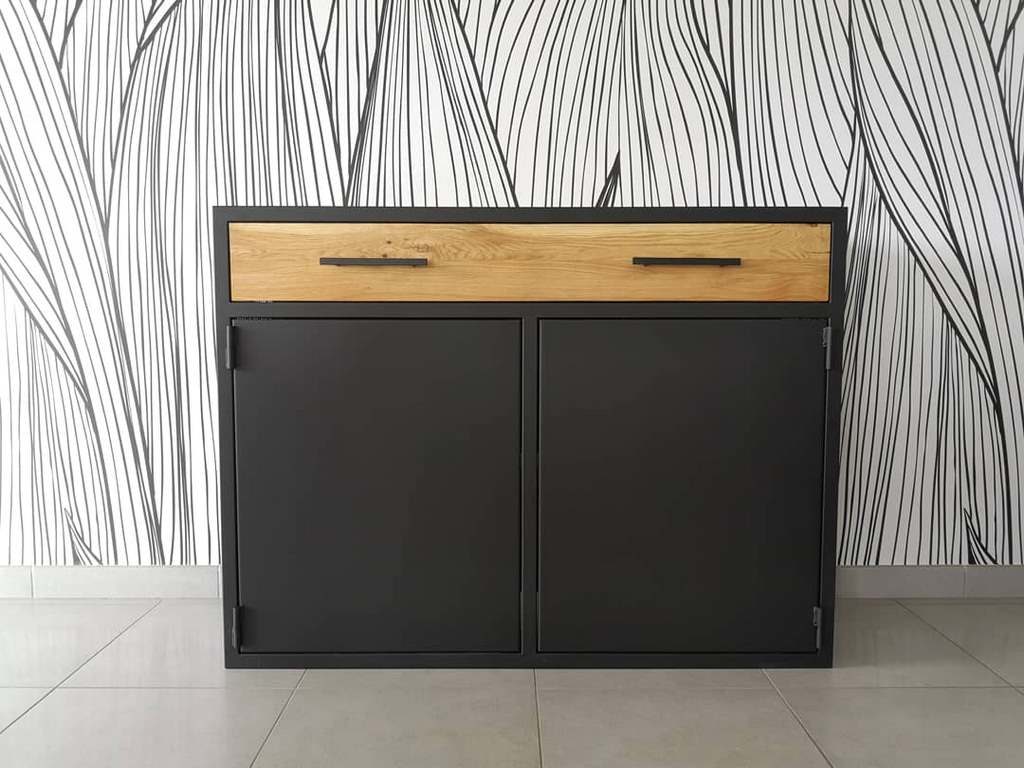 Buffet métal tiroir bois moderne par Béarn Métal Design