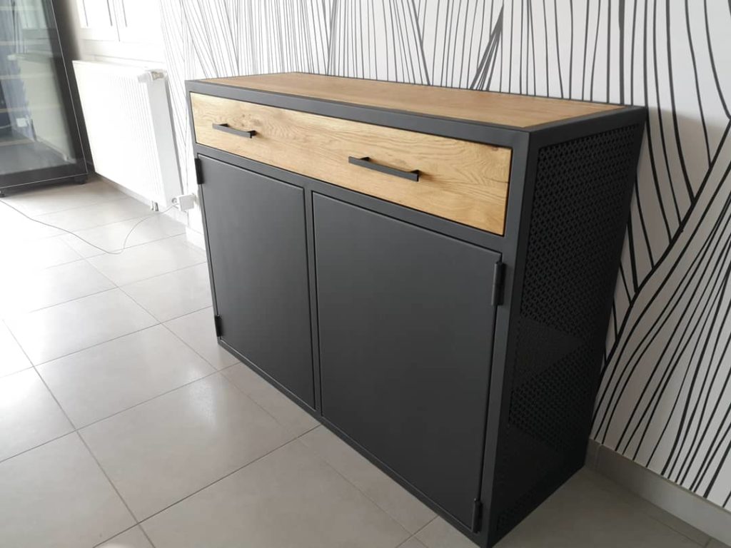 Buffet métal tiroir bois moderne par Béarn Métal Design