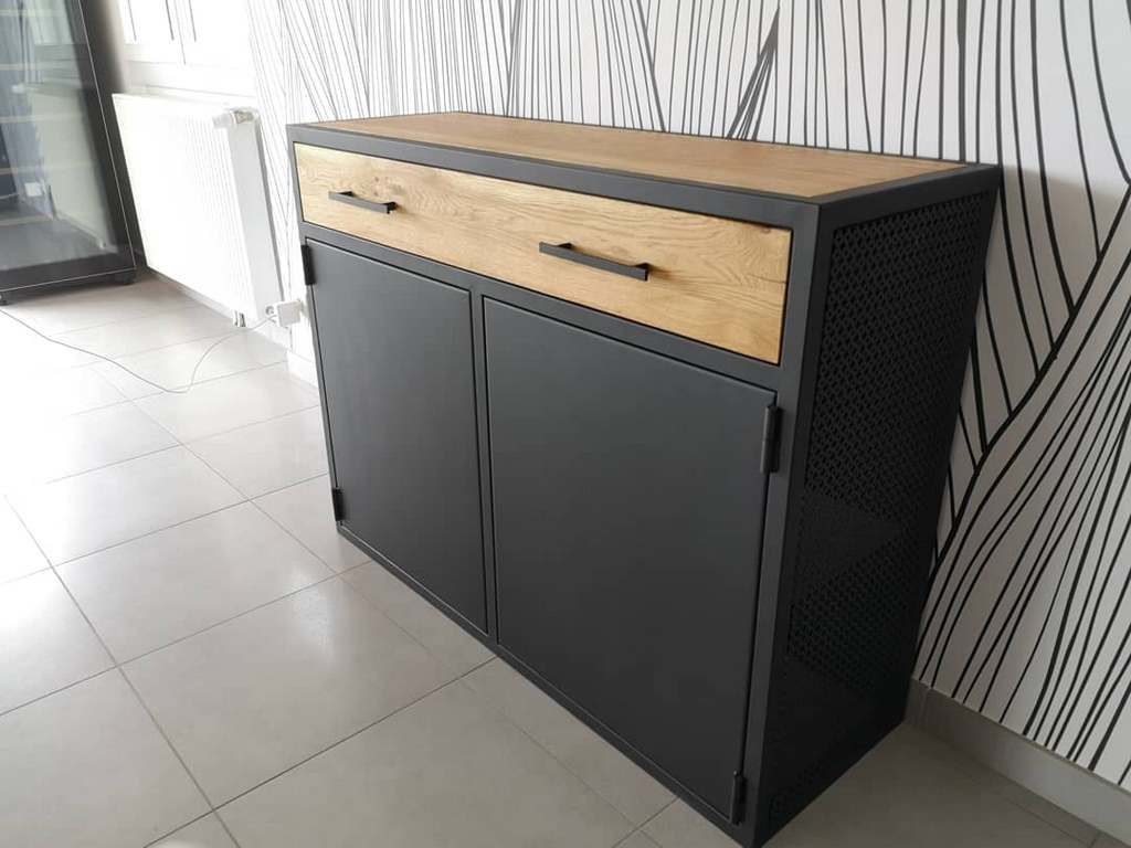Buffet métal tiroir bois moderne par Béarn Métal Design